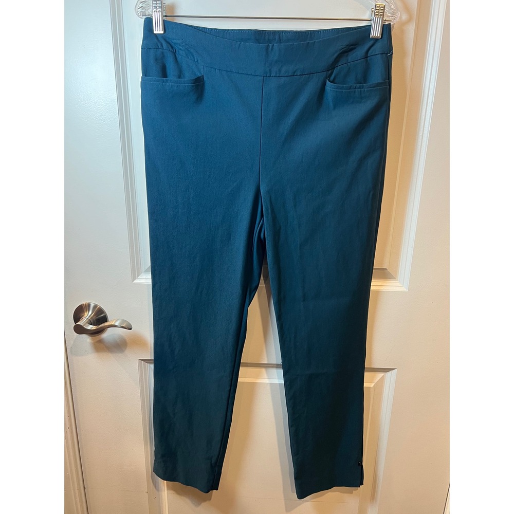 Chico's Women Pull On Pants Stretch Slim Leg Teal Blue Size 1R US 8R